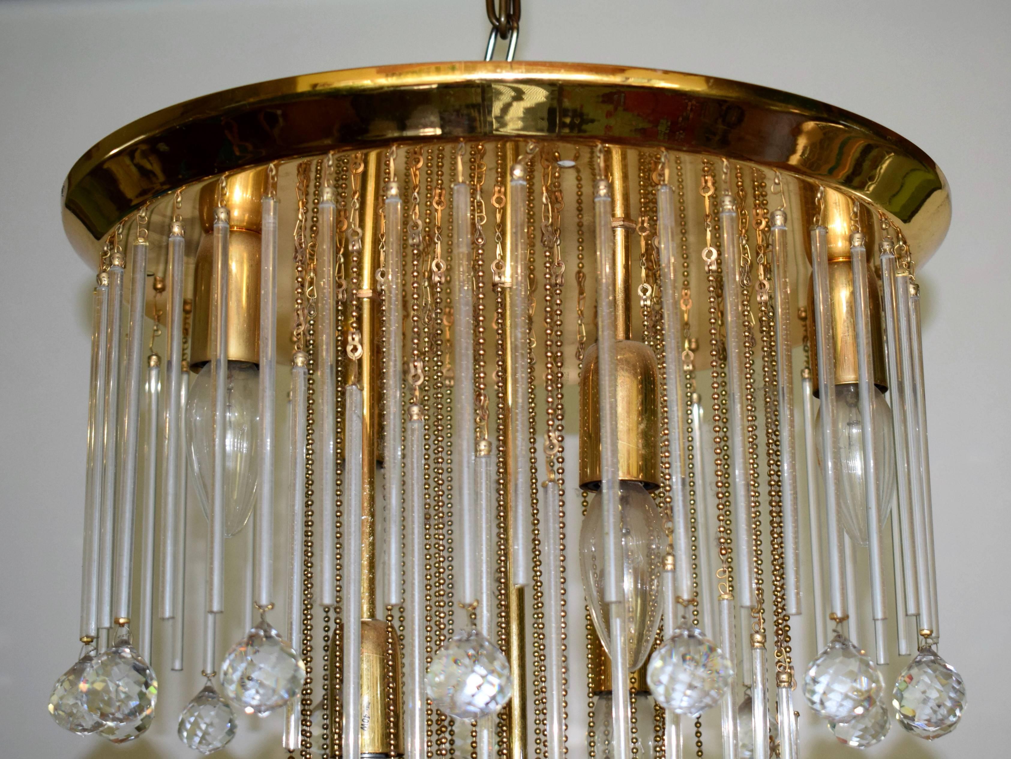 Mid-Century Modern Exquisite Palwa Ernst Palme Crystal Balls Spiral Chandelier, 1970s For Sale