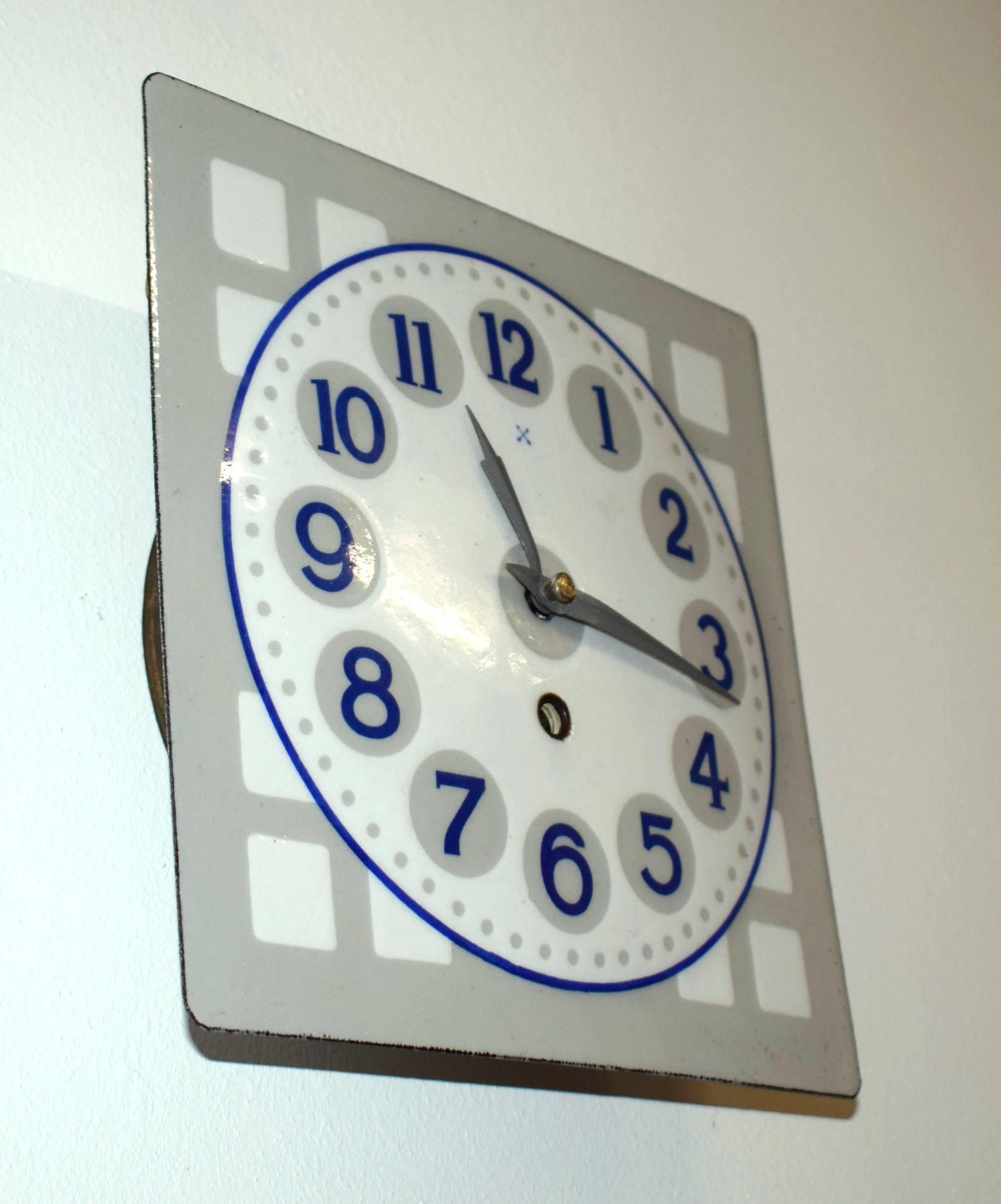 Austrian Enameled Wall Clock Art Nouveau Vienna Secession For Sale
