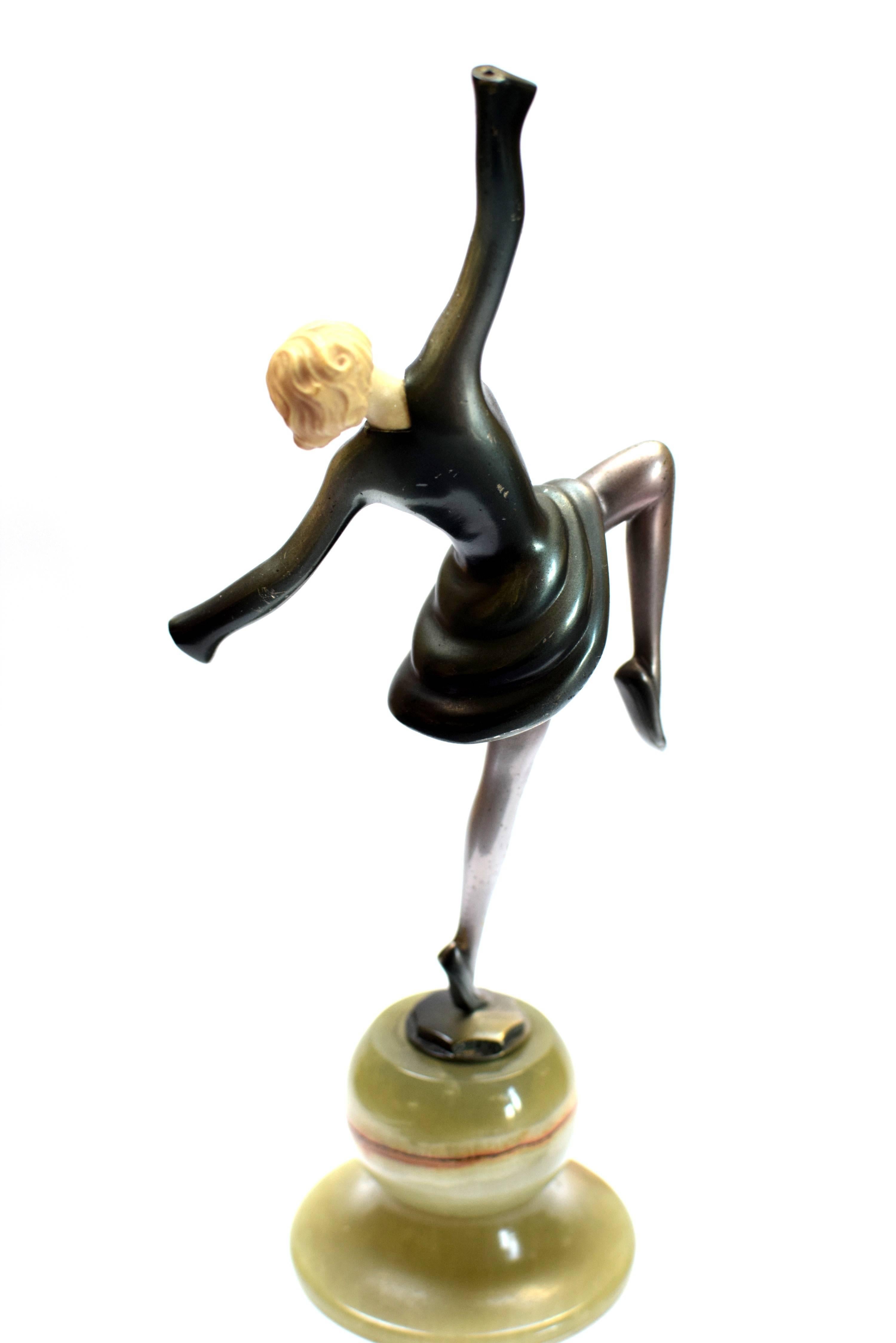 Austrian Josef Lorenzl Bronze and Onyx Dancer Statue For Sale