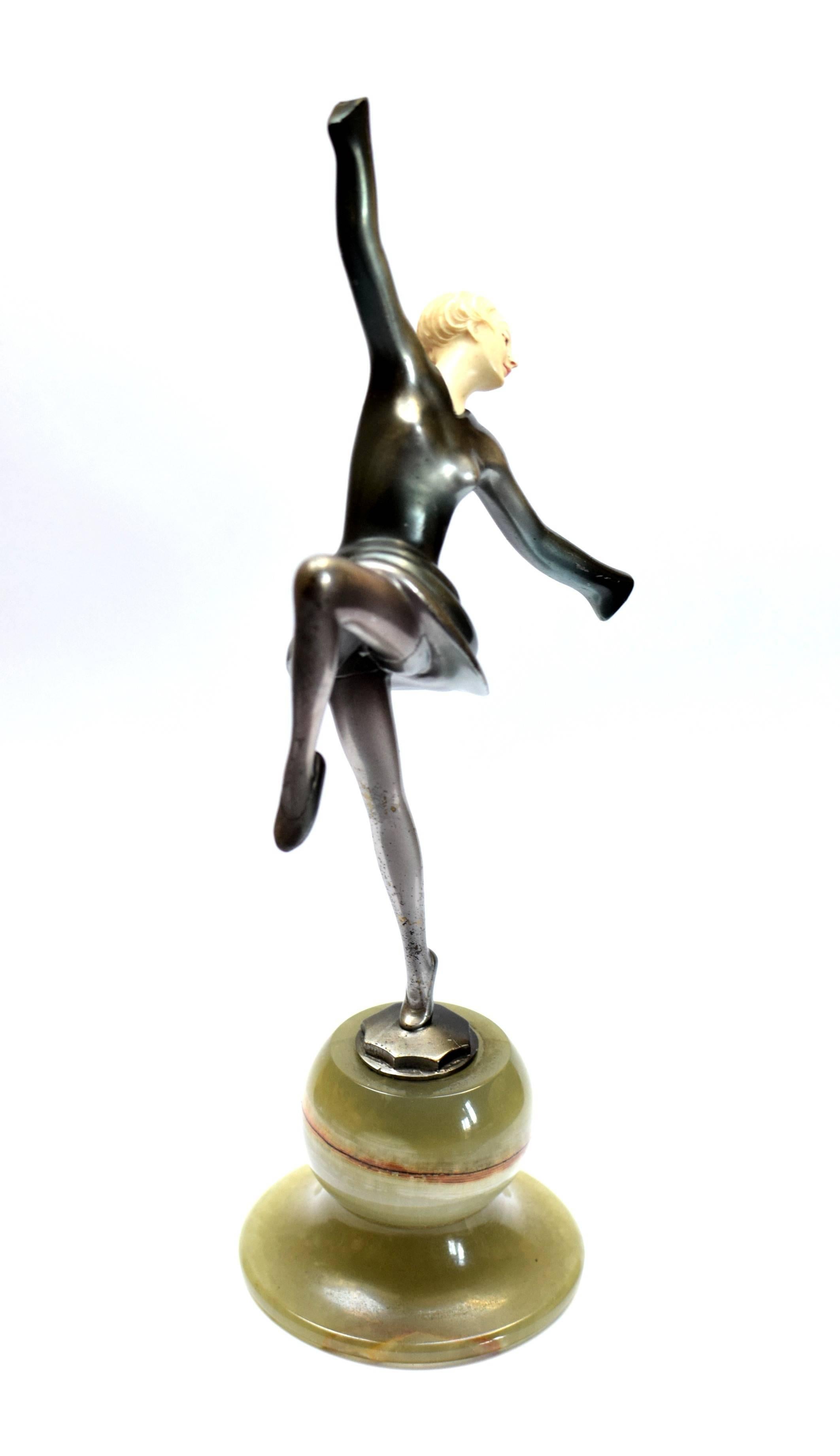 Josef Lorenzl Bronze and Onyx Dancer Statue For Sale 1