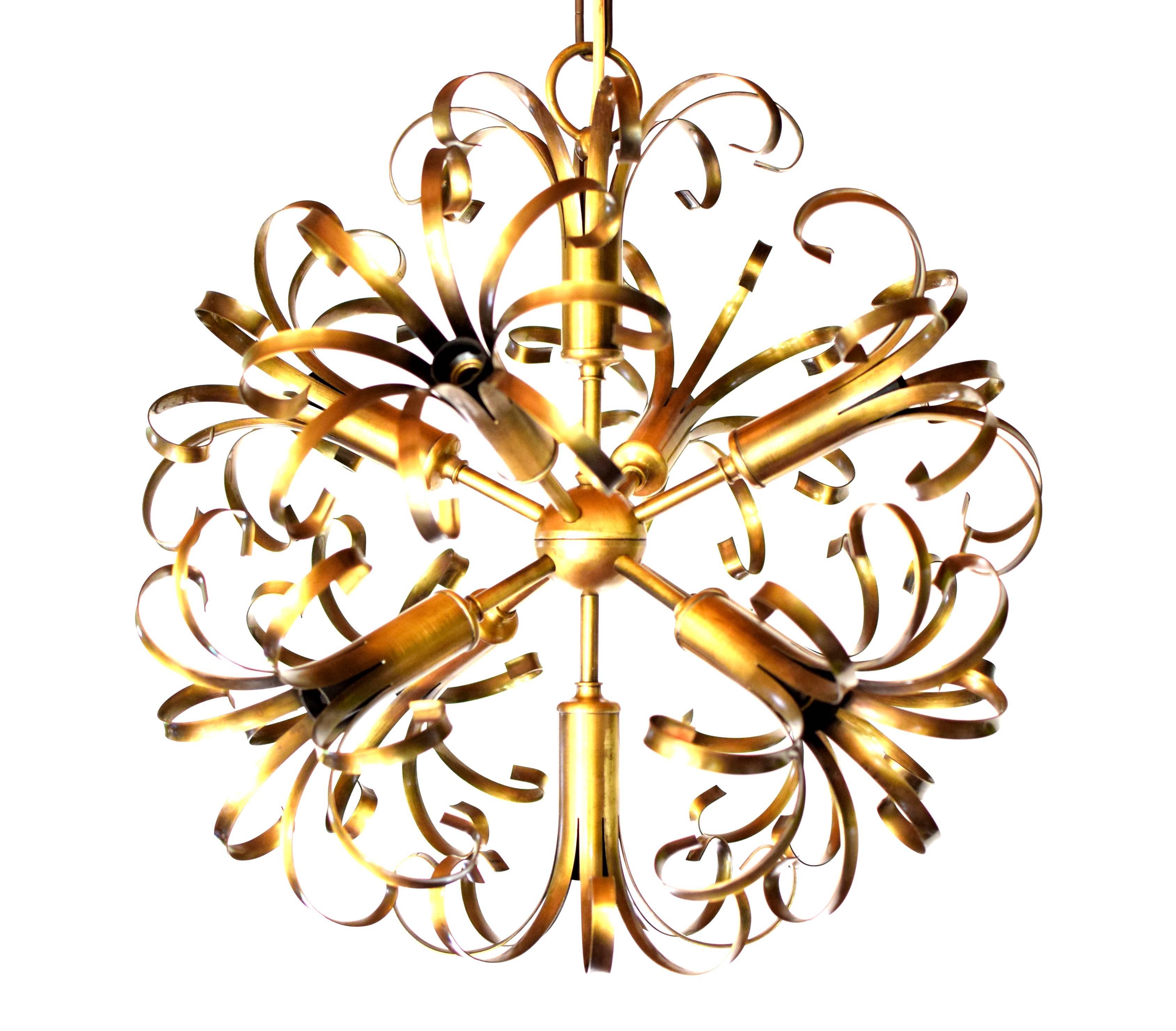 Burnished 1970s Sciolari 'Sputnik' Brass Chandelier