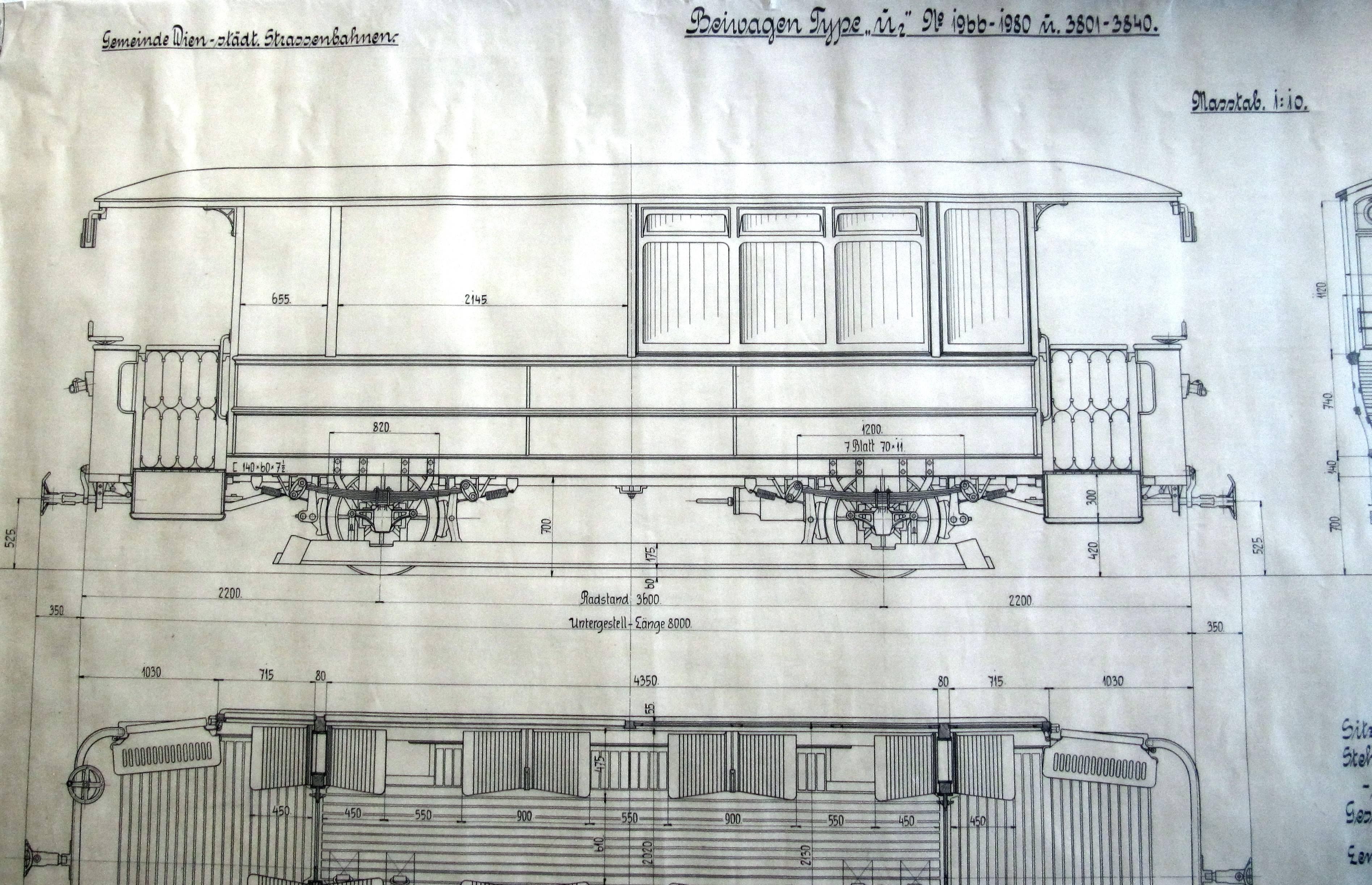 Austrian Huge Original Construction Plan Viennese Tramway, 1913 For Sale