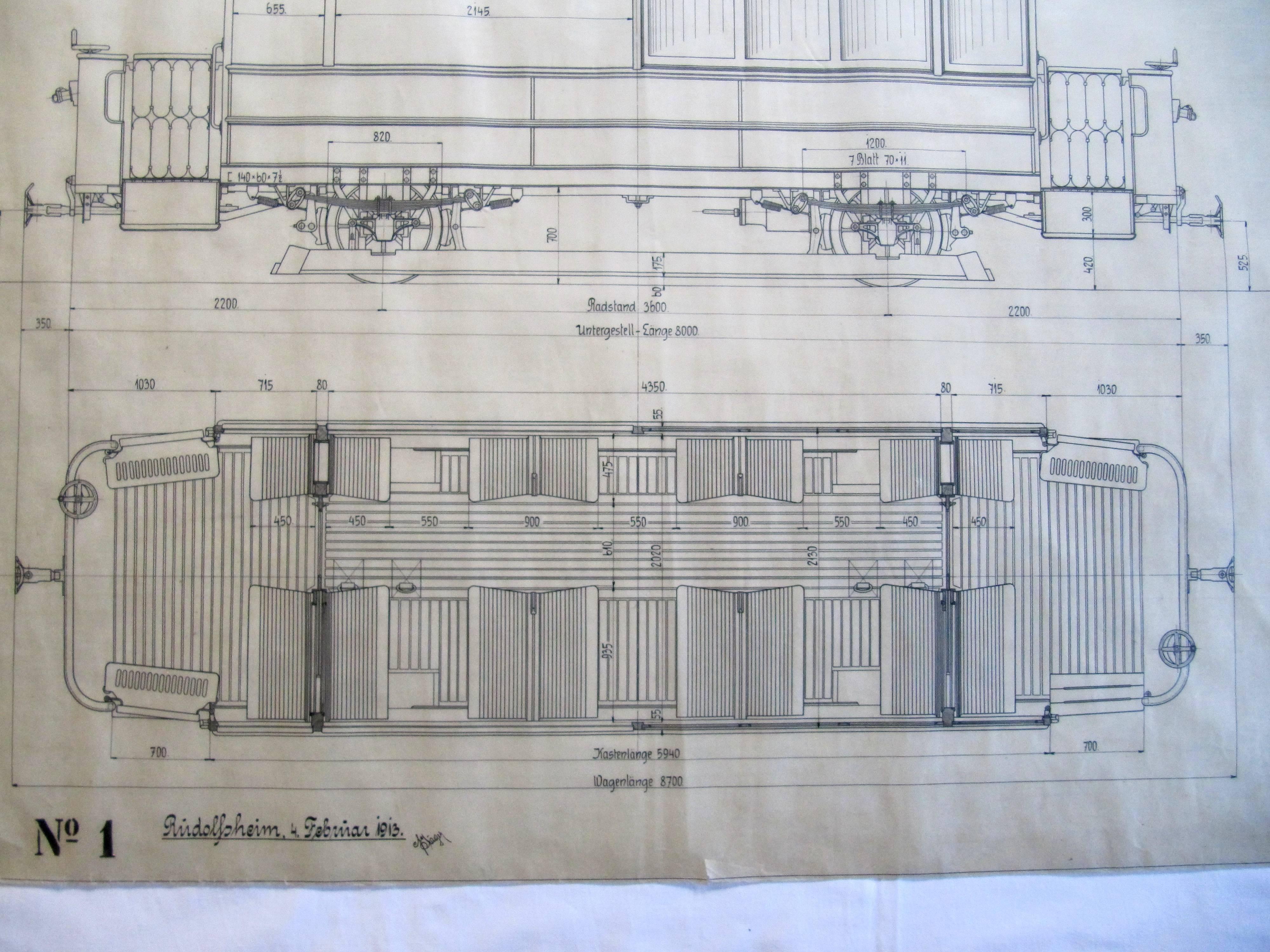 Huge Original Construction Plan Viennese Tramway, 1913 In Excellent Condition For Sale In Wien, AT