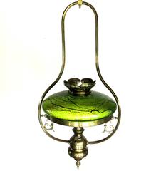 Large Austrian Art Nouveau Lamp with Pallme & König Glass