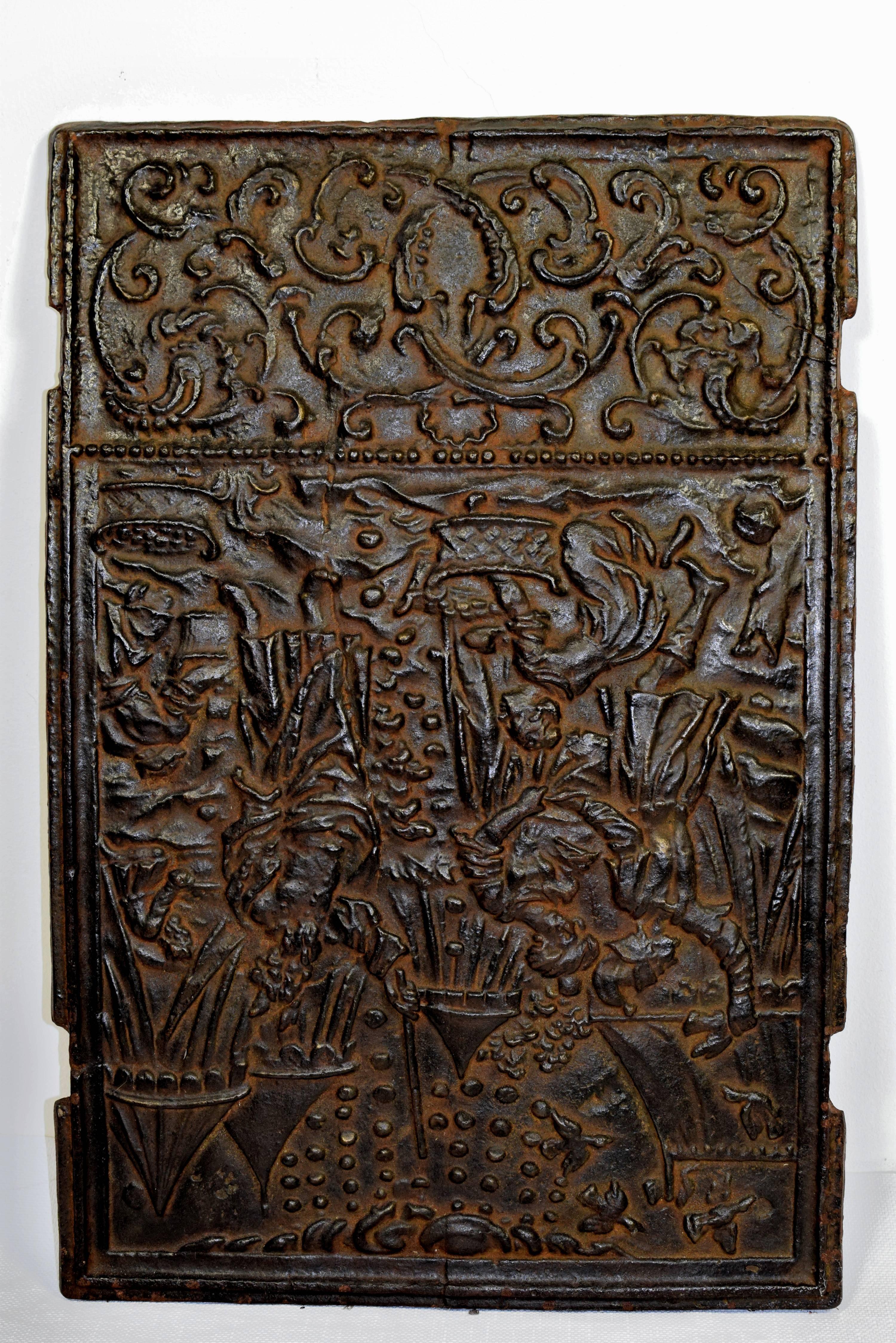 Early 18th Century Front Fireback, Bible 4, Book of Mose In Excellent Condition For Sale In Wien, AT