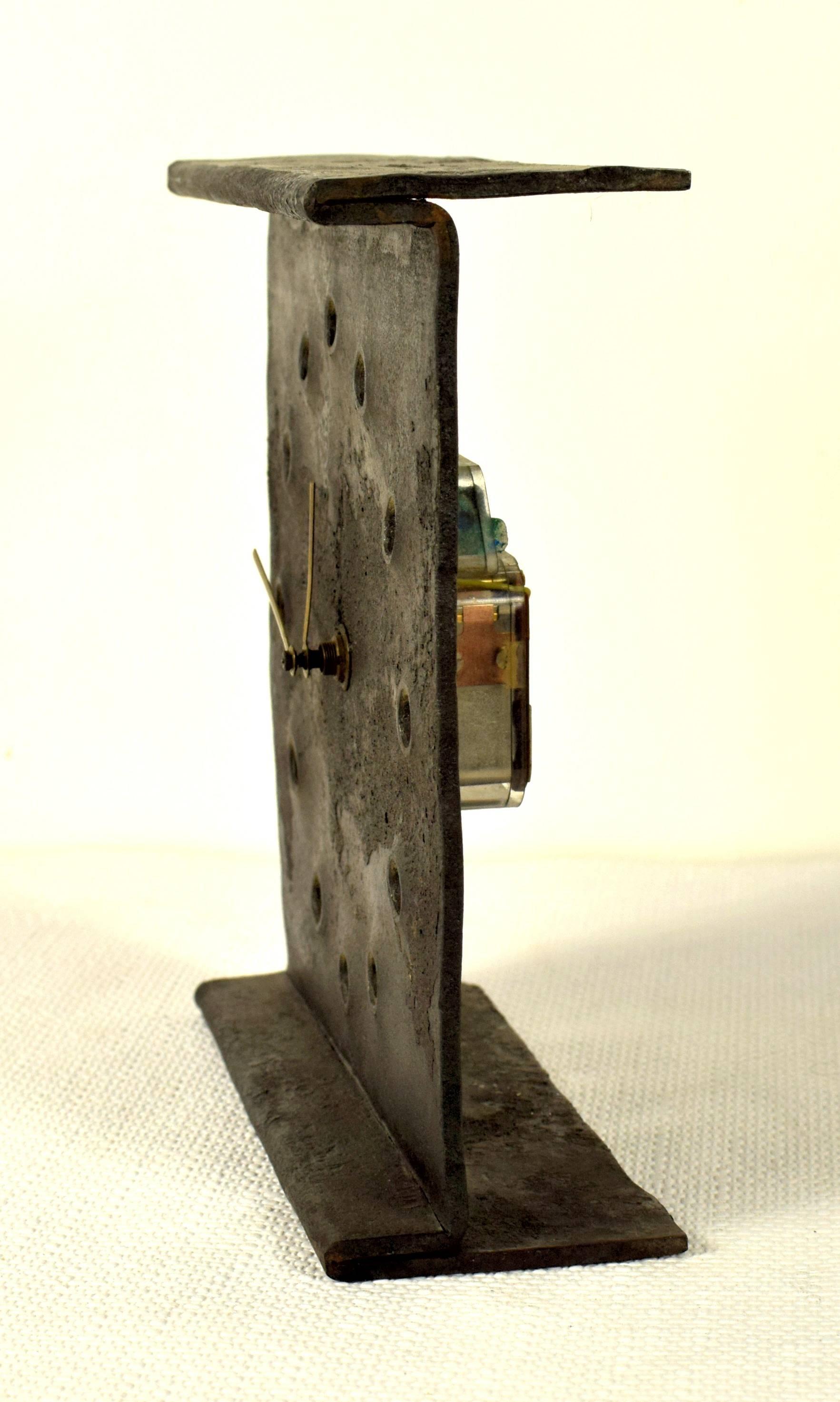Mid-20th Century Austrian Brutalist Cast Iron Table Clock from the 1960s