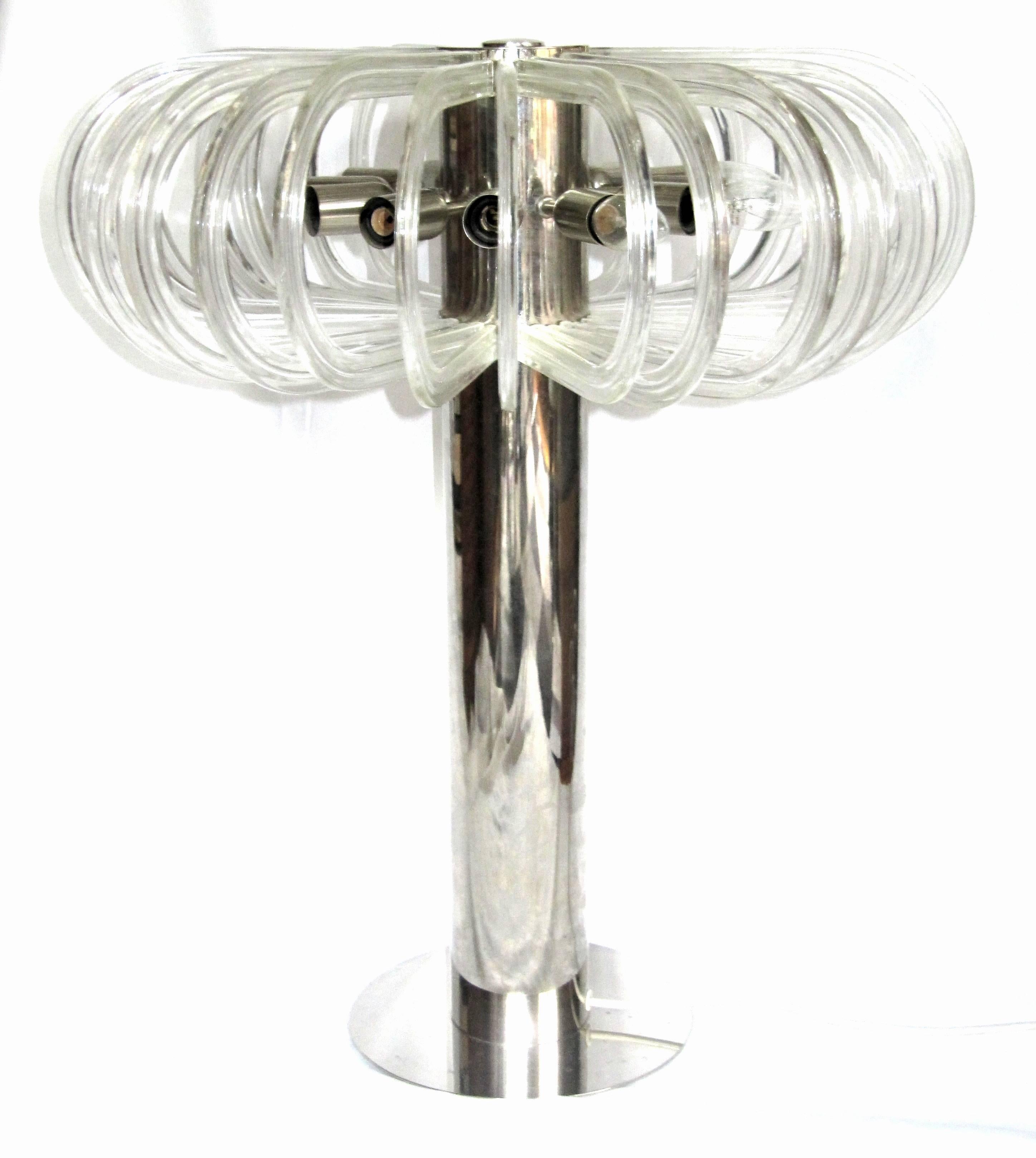 Plated Huge Modern Crystal Glass Table Lamp Quazar by Bakalowits, 1960s For Sale