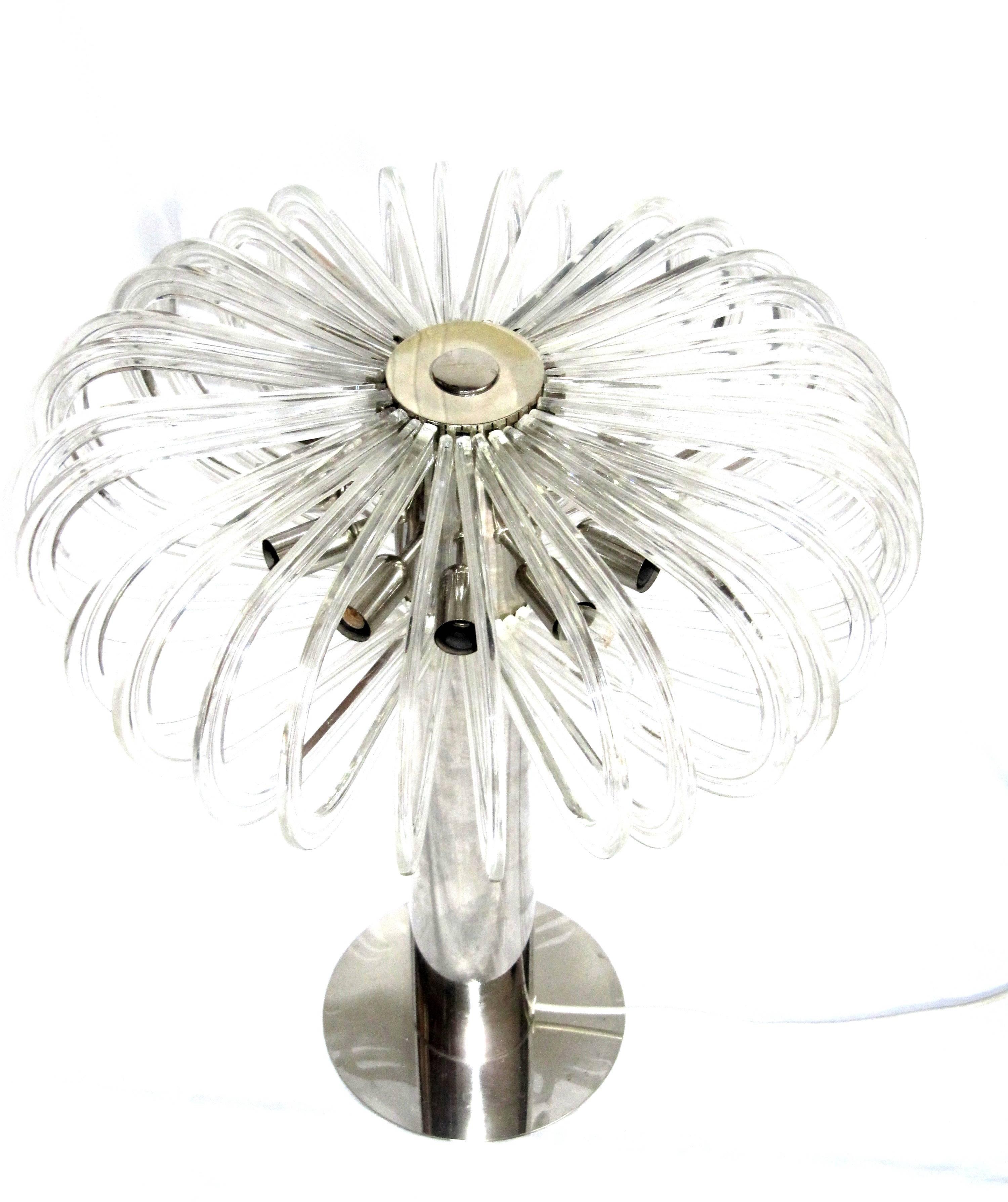 Mid-20th Century Huge Modern Crystal Glass Table Lamp Quazar by Bakalowits, 1960s For Sale