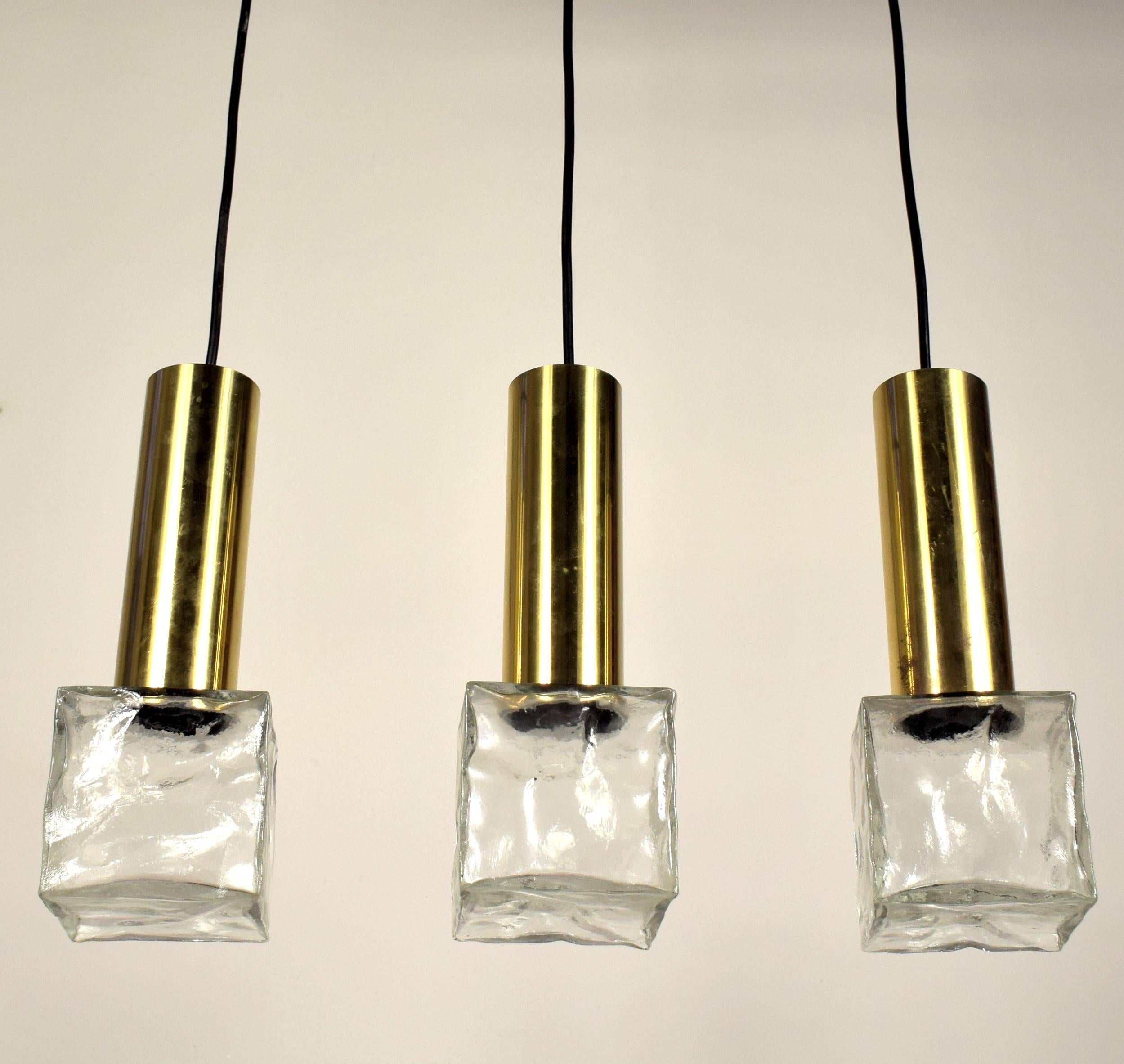 Mid-Century Modern Kalmar Cast Glass Pendant Lamp For Sale