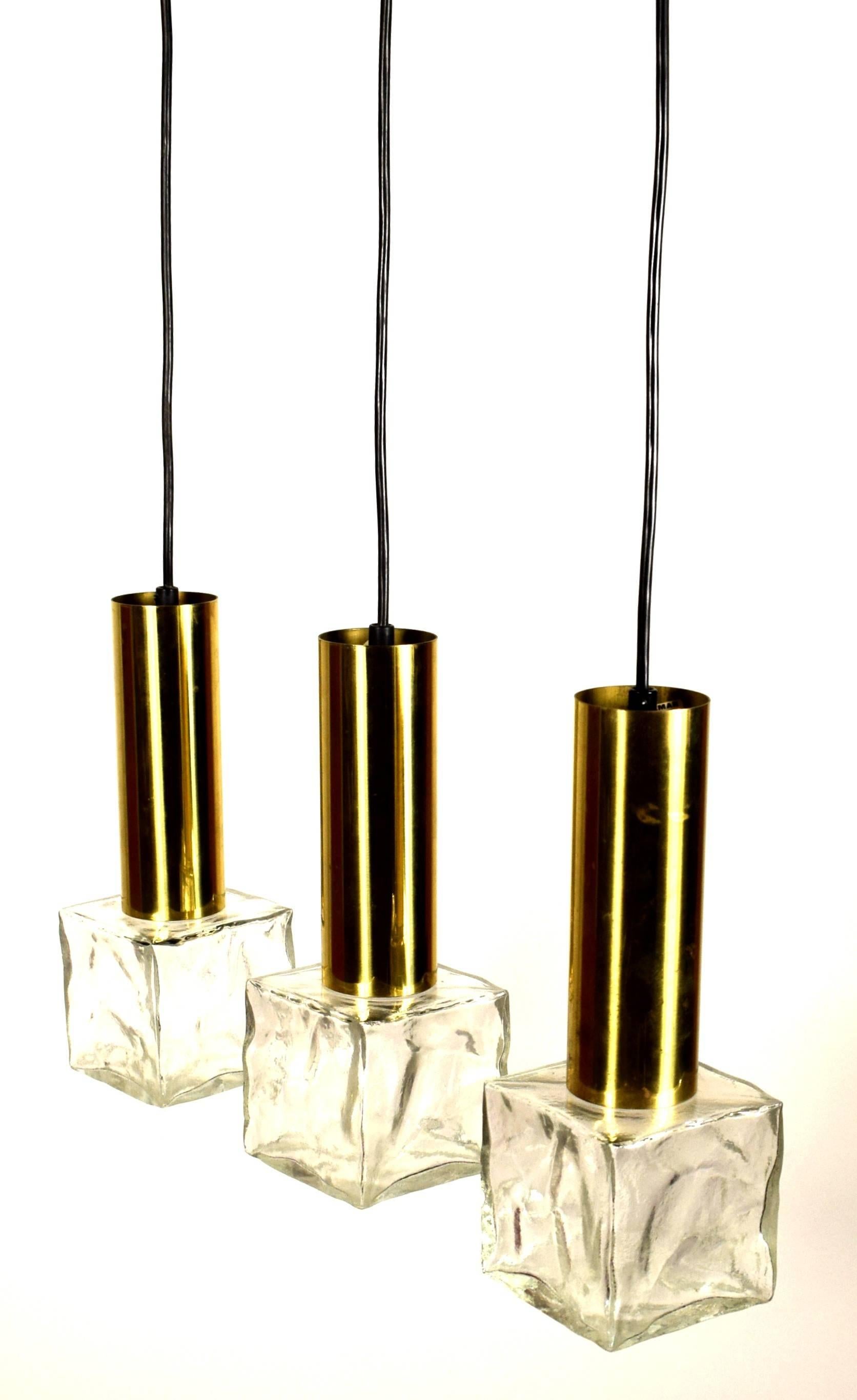 Polished Kalmar Cast Glass Pendant Lamp For Sale