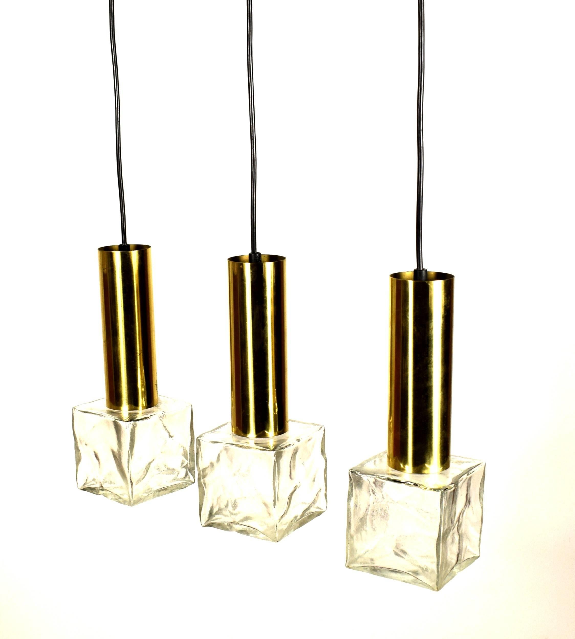 Mid-20th Century Kalmar Cast Glass Pendant Lamp For Sale