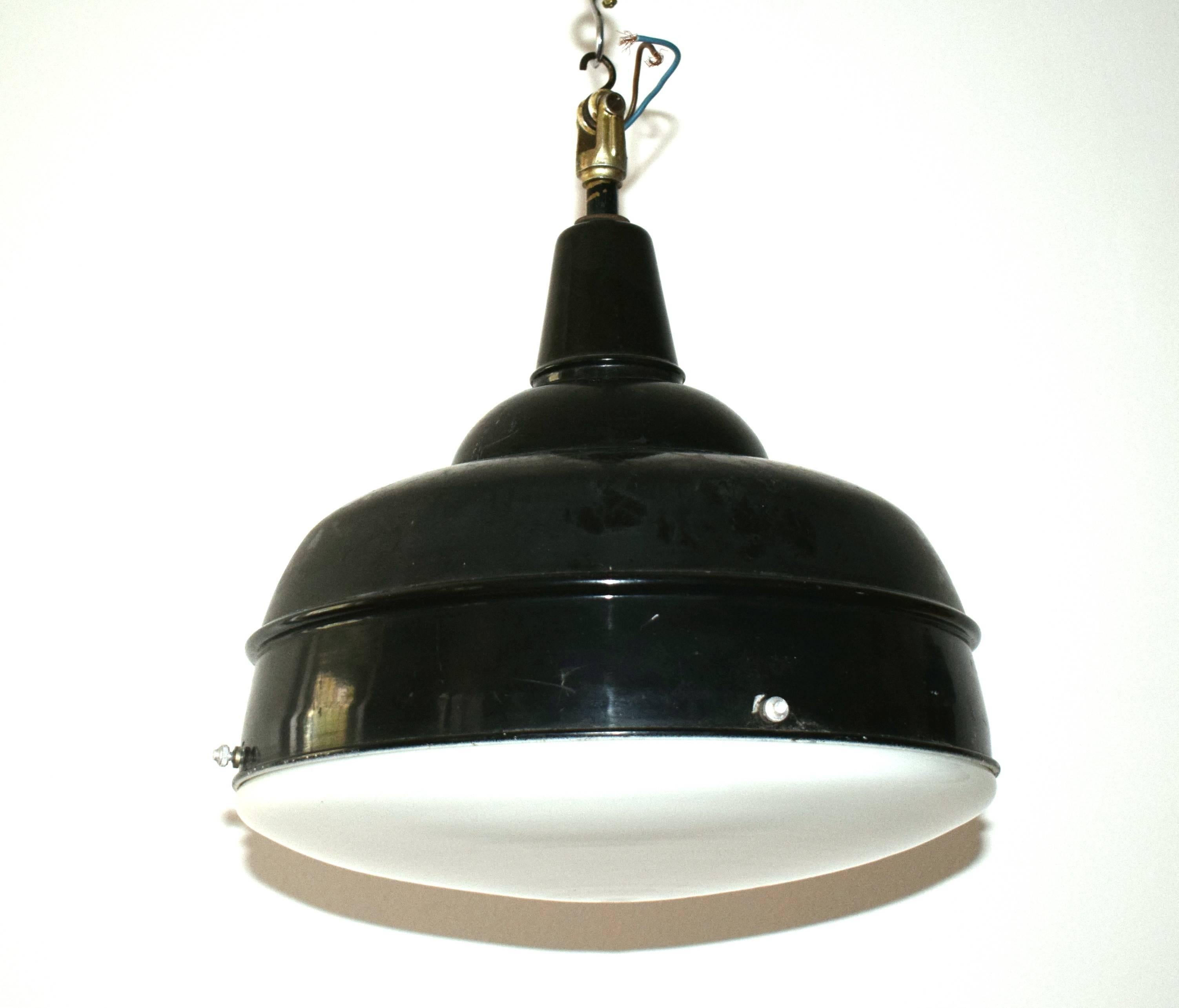 Enameled German Bauhaus Industrial Lamp