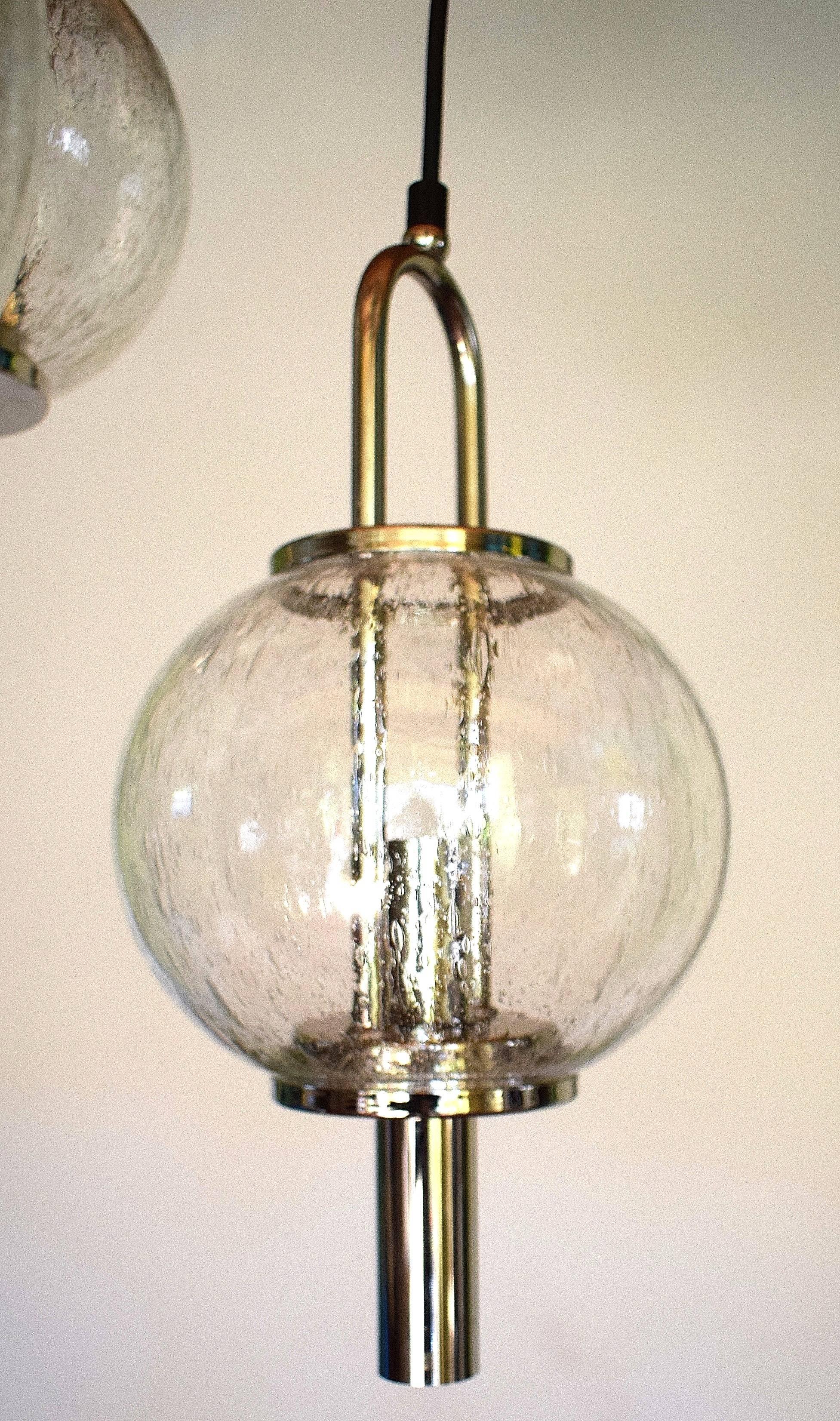 Austrian Stunning Mid-Century Modernist Glass Ball Chandelier by Kalmar For Sale