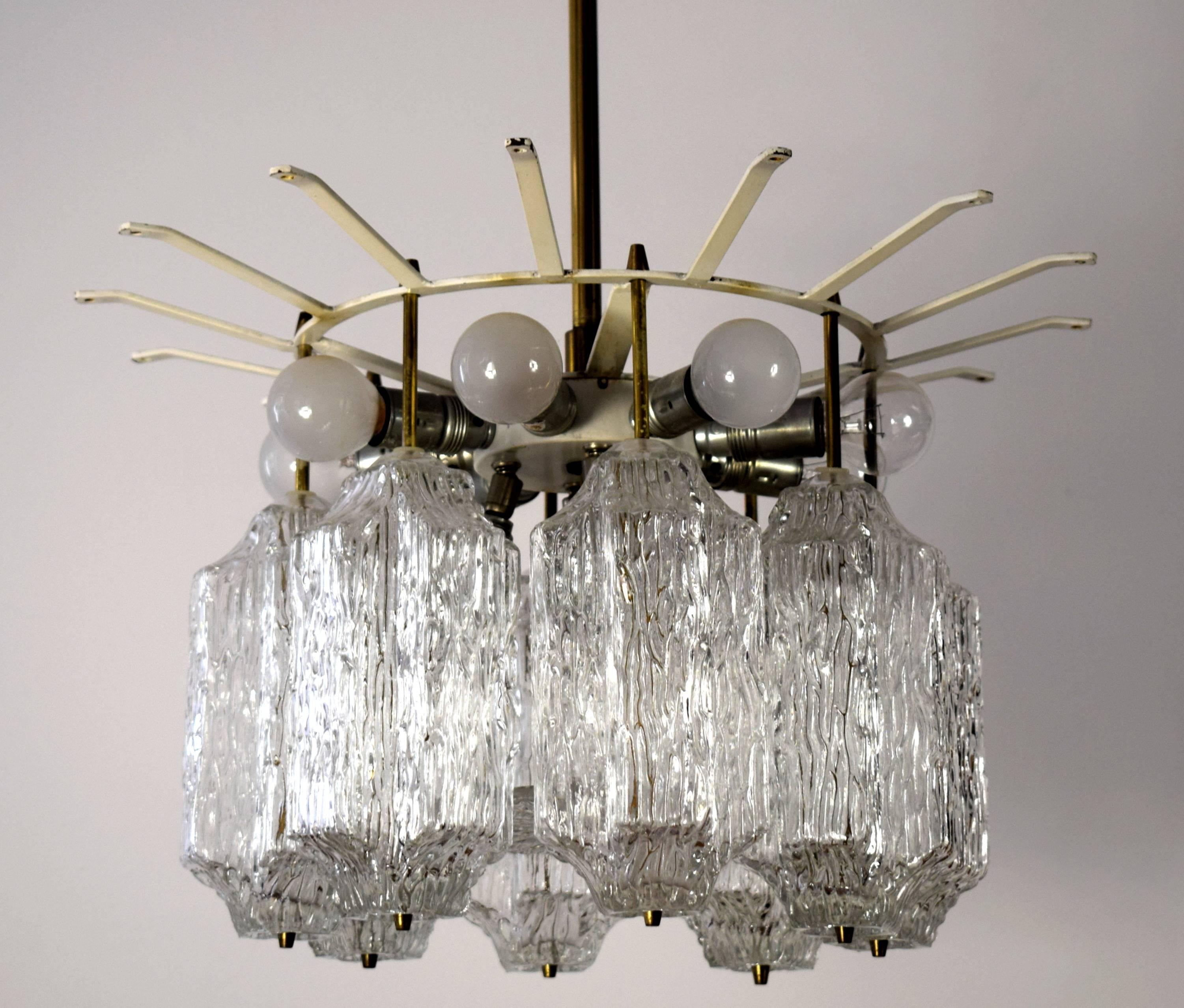 Lacquered Large Kalmar 'Granada' Chandelier, Brass and Glass, 1960s