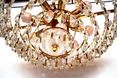 Luxurious Bakalowits Chandelier, Gilt Brass and Hand-Cut Crystal Glass