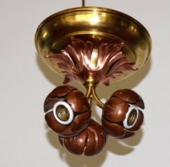 Pendant Lamp with Three Poppy Flowers, William Arthur Smith Benson Attributed