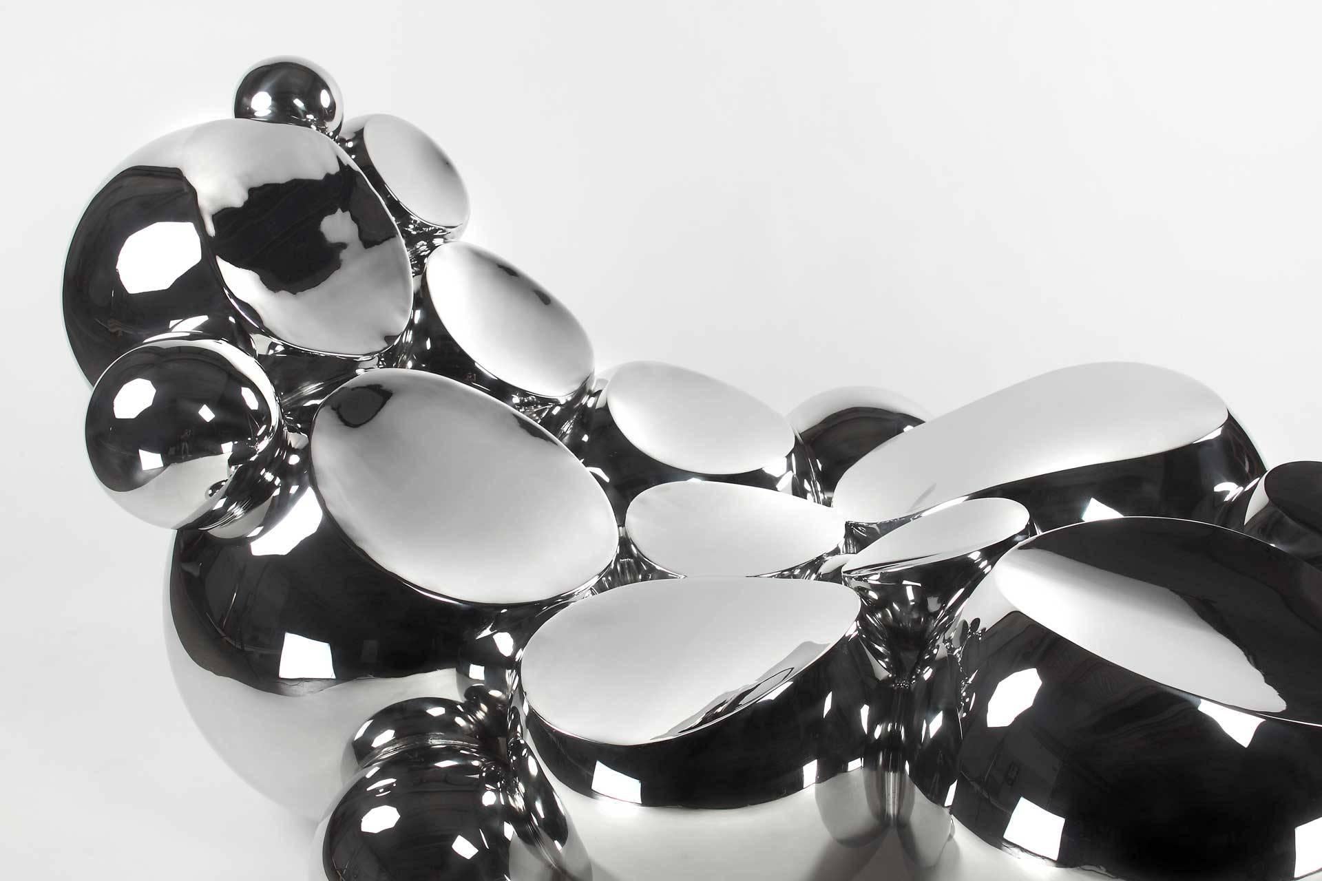 Italian Chaise Longue Outdoor Indoor Sculpture Mirror Steel Metal Spheres Design Italy For Sale