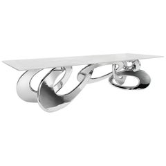 Dining Table Modern Rectangular Steel White Marble Italian Design
