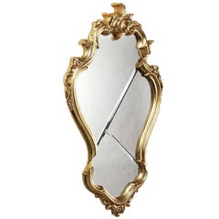 Mirror Classic Frame Golden Rococo Italian Marble White Brass Design