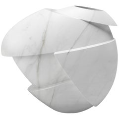 Sculpture Vase Contemporary Marble White Carrara Italian Design