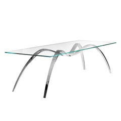 Dining Table Modern Rectangular Glass Steel Italian Limited Edition Design
