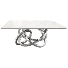 Dining Square Table White Marble Steel Italian Contemporary Design