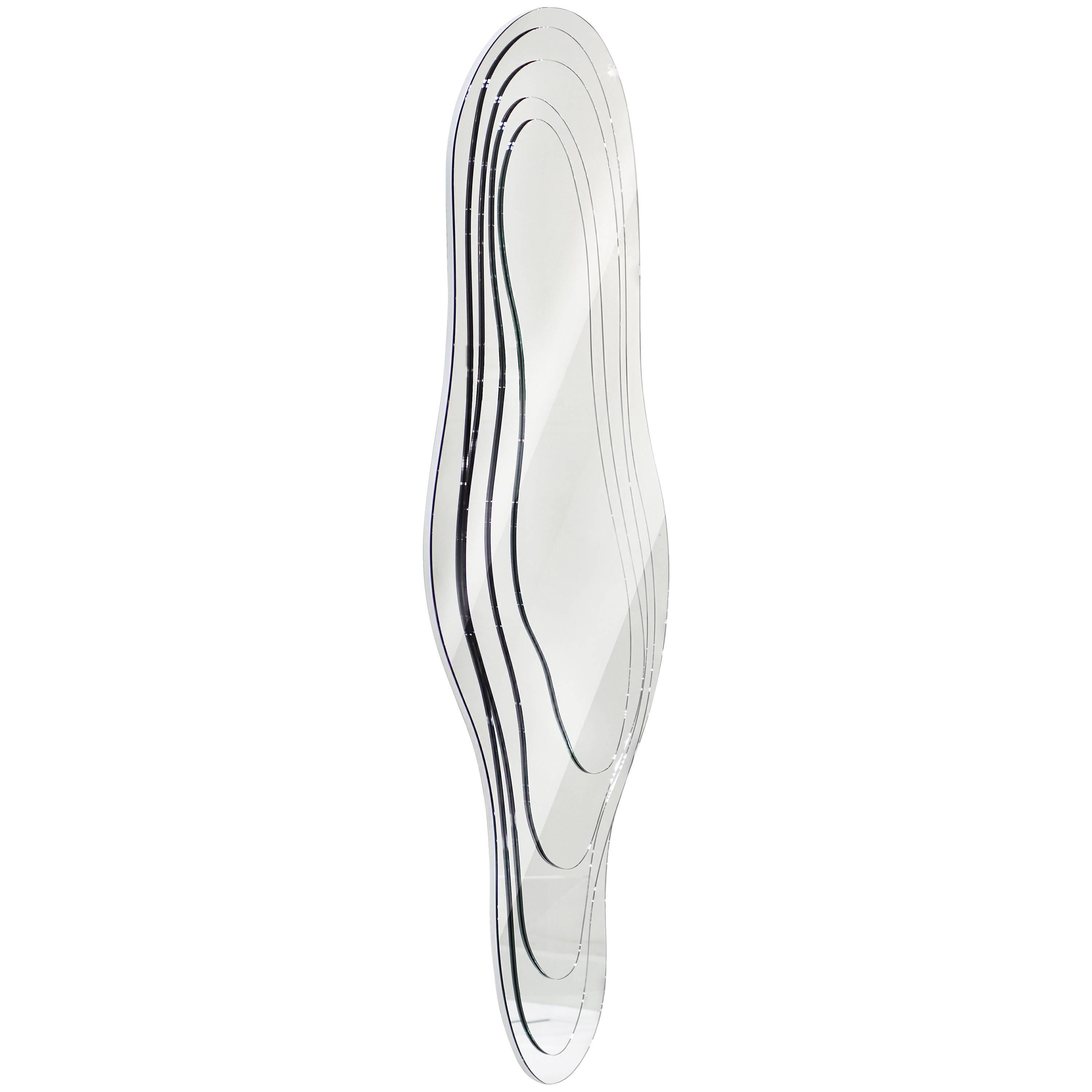 Wall Full-Length Mirror Curved Design Limited Edition Contemporary Made in Italy For Sale