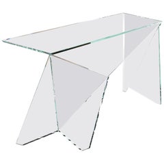 Tavolino da scrivania o da scrittura in vetro cristallo Origami Design da collezione Made in Italy