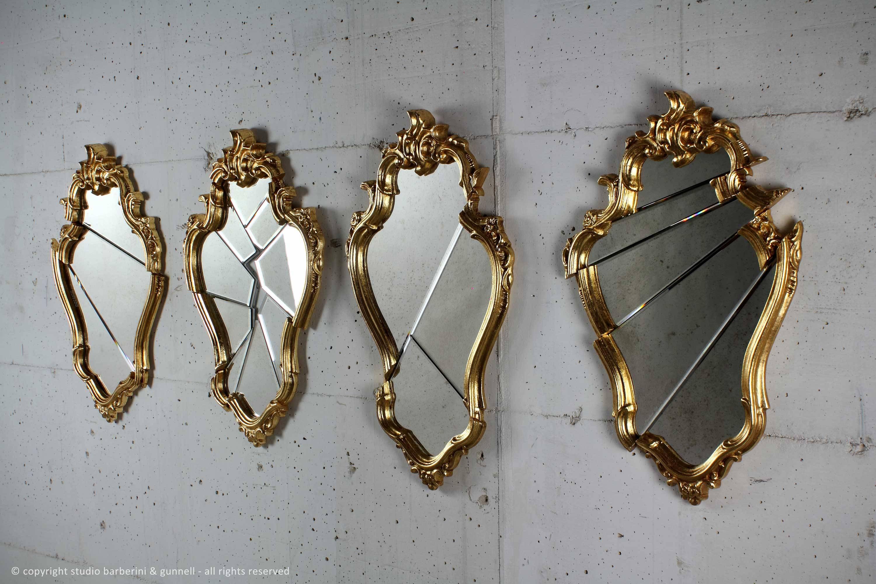 Italian Wall Console Mirror Gold Rococo Baroque Classic Frame Collectible Design Italy For Sale