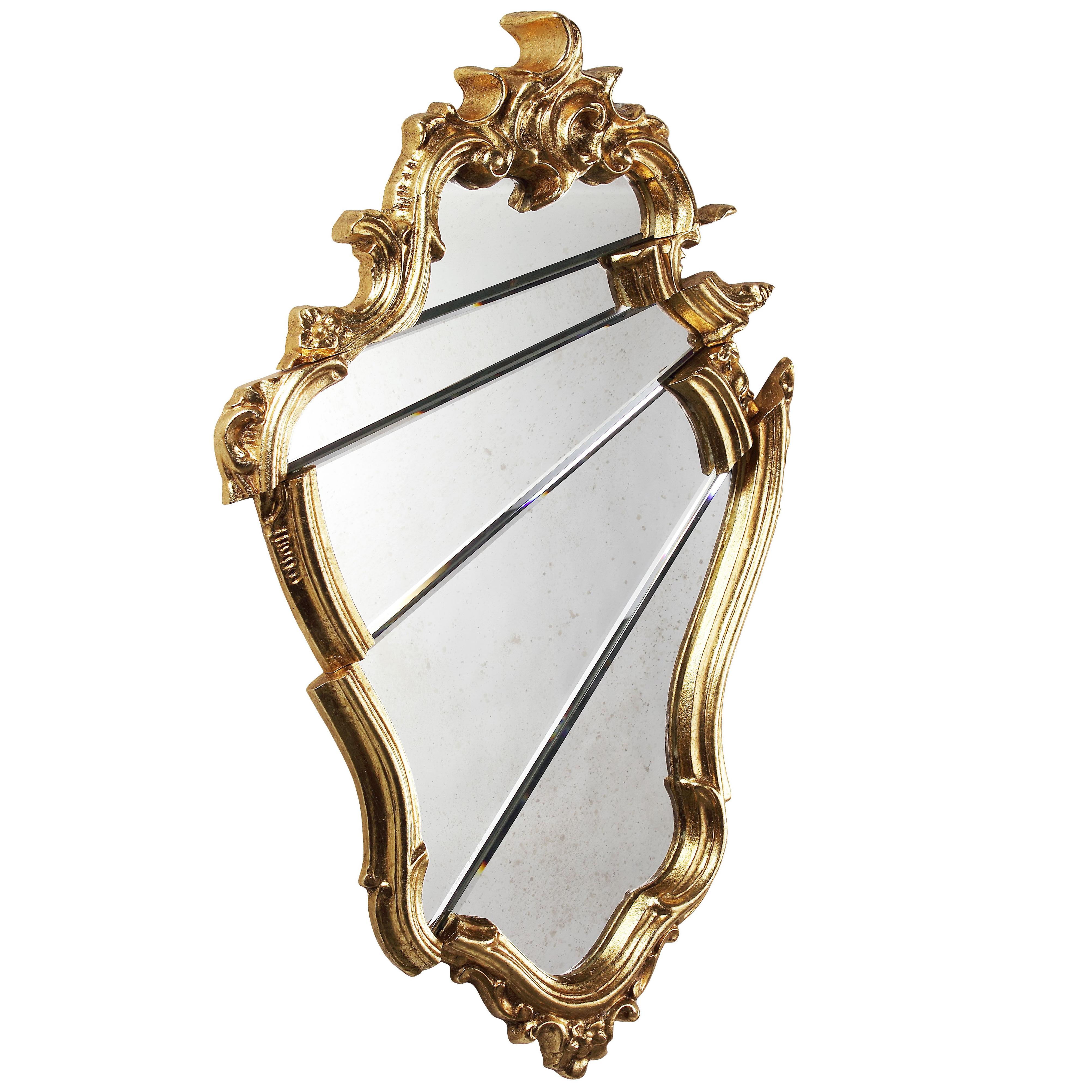 Wall Console Mirror Gold Rococo Baroque Classic Frame Collectible Design Italy