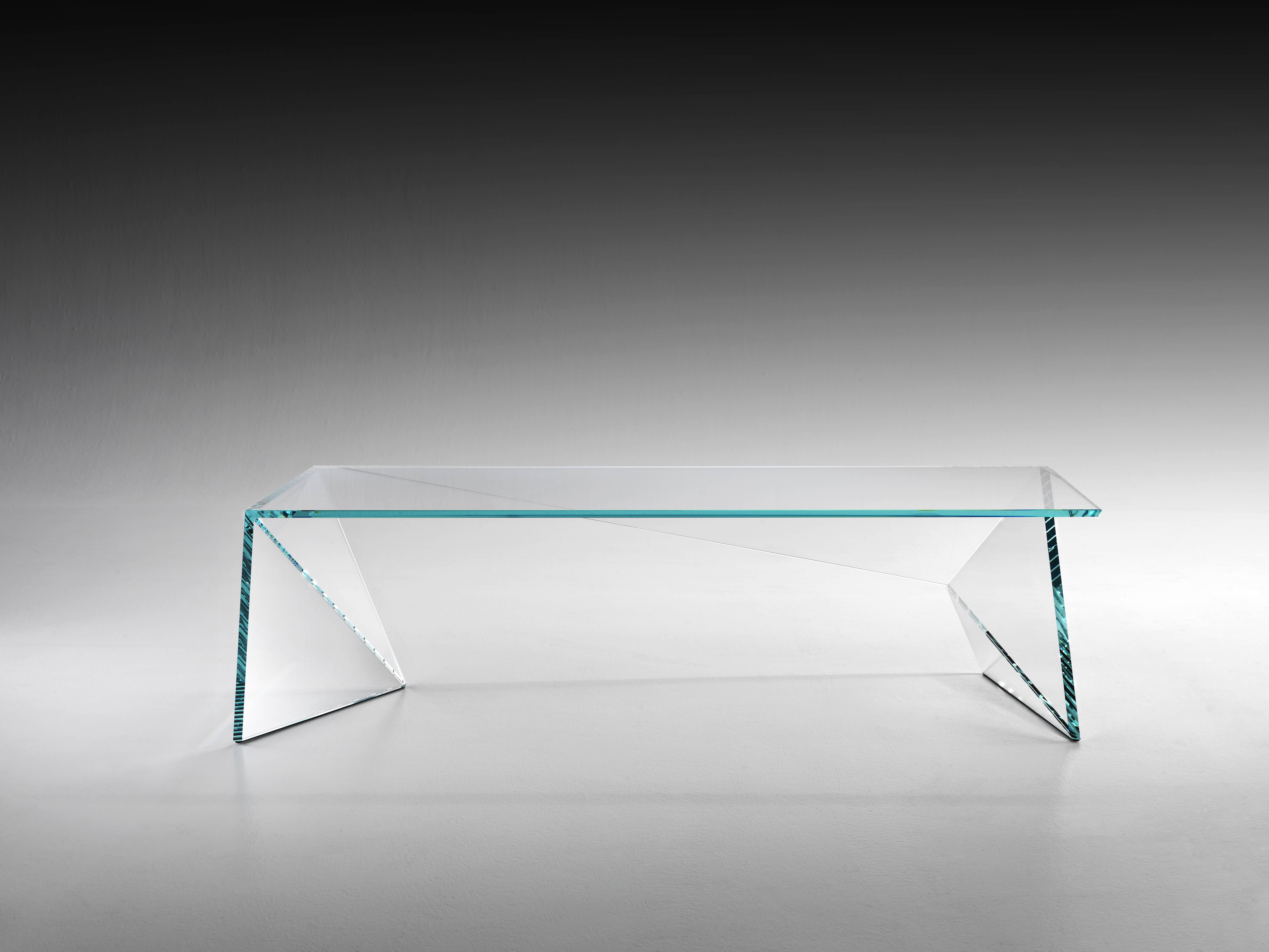 Italian Crystal Glass Coffee Table, Transparent Origami Contemporary Design Italy For Sale