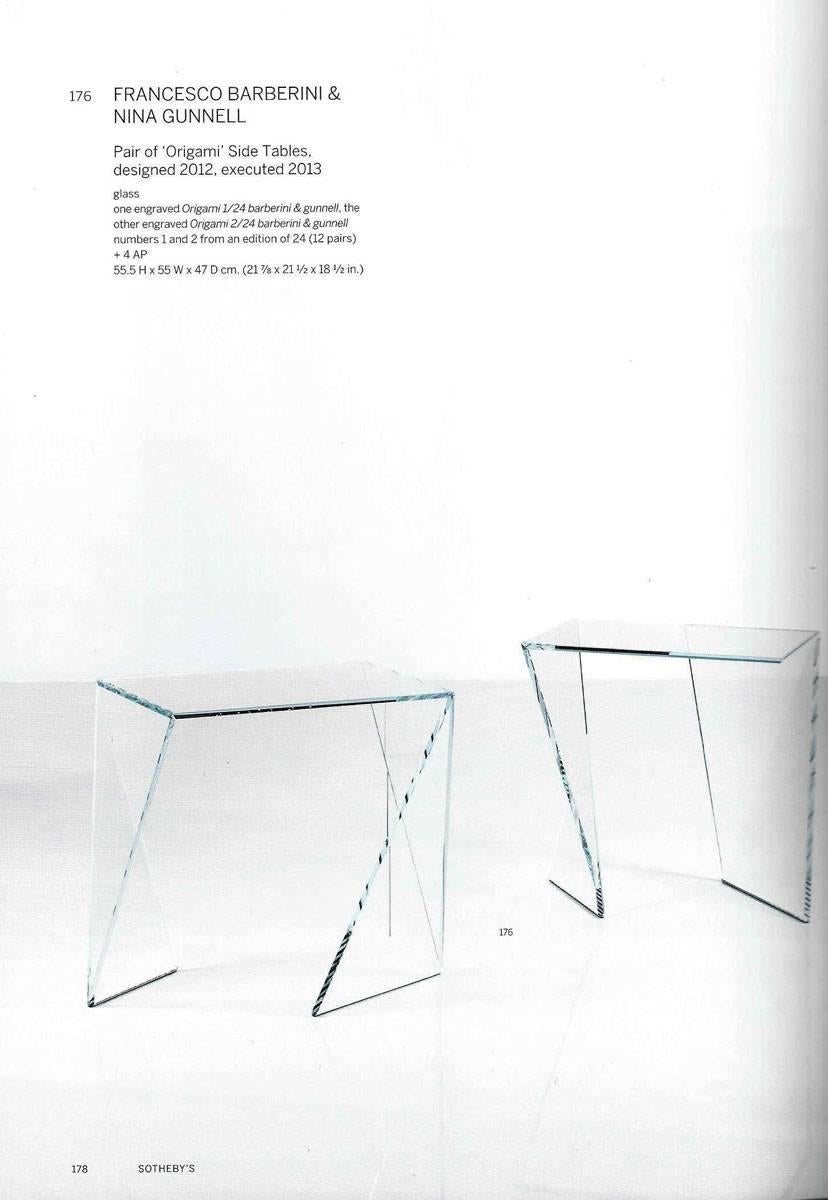 Crystal Glass Coffee Table, Transparent Origami Contemporary Design Italy For Sale 3