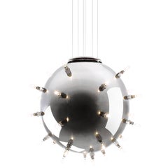 Lampadario Lampada a sospensione Sputnik Sfera a specchio in acciaio da collezione Design Italia