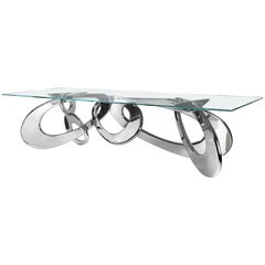 Dining Table Rings Sculpture Rectangular Glass Crystal Mirror Steel Collectible