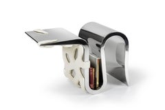 Chair Sculpture Mirror Steel White Leather Collectible Design Handmade Italy