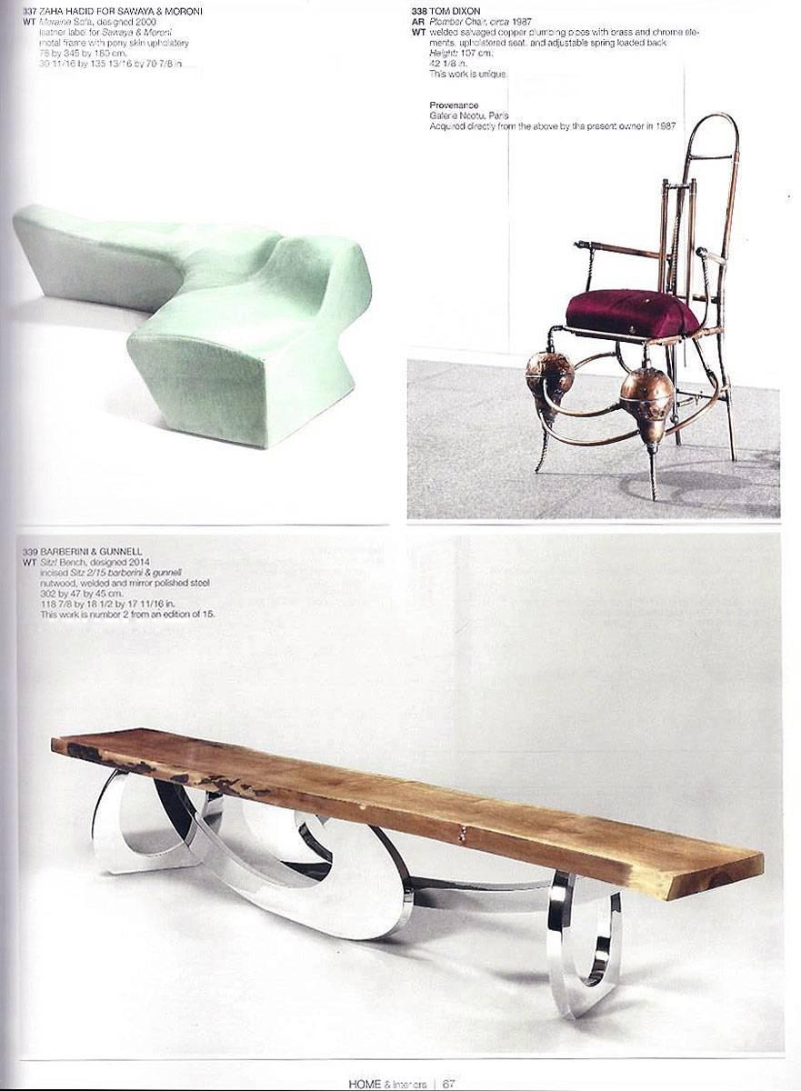 Panchina in legno massiccio Wood Wood Wood Specchio Acciaio Inox Design da collezione Italia in vendita 1