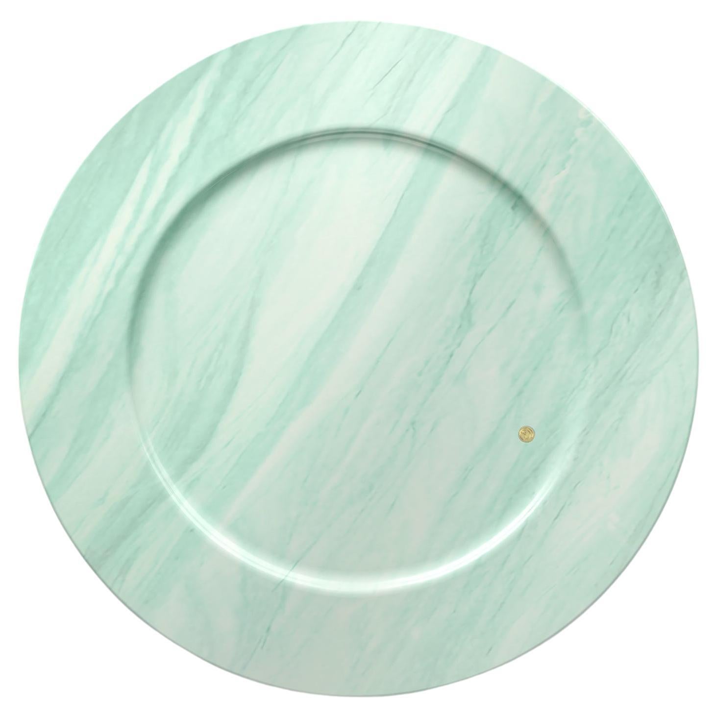 Charger Plates Set of 6 Platters Serveware Green Quartzite Marble Hand-carved For Sale