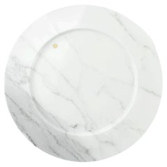 Charger Plate Platters Serveware Set of 4 White Statuary Marble Hand-carved