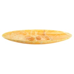 Orange Onyx Bowl Centerpiece Decorative Sculpture Hand-carved Solid Marble Italy