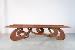 Dining Table Solid Slab Wood Mahogany Collectible Design Handmade Italy