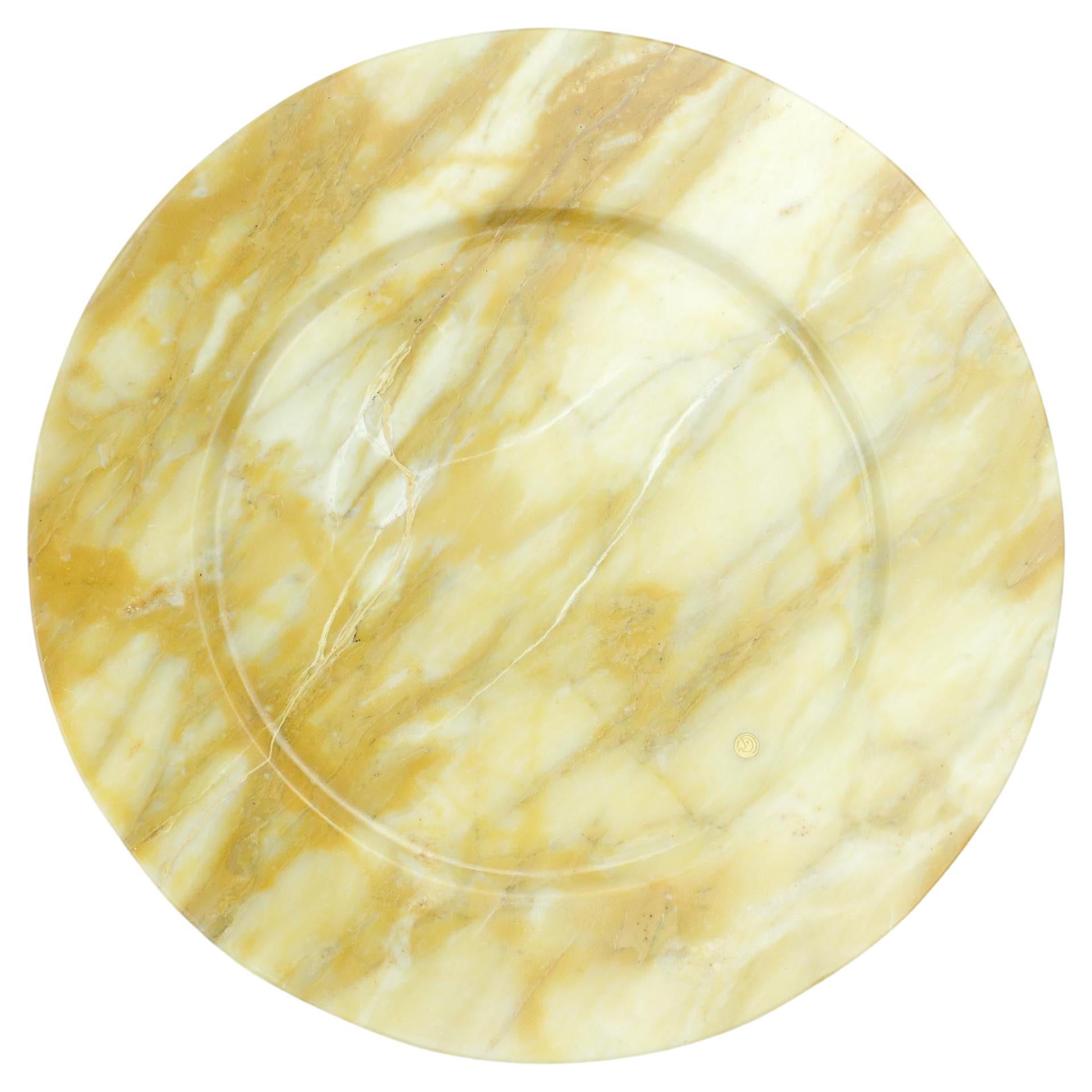 Charger Plate Platters Serveware Set of 6 Yellow Marble Collectible Design Italy For Sale