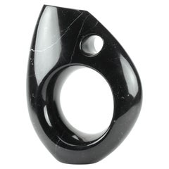 Marmor Vase Hand geschnitzt massiv schwarz Marquina Stein, poliert, Italien