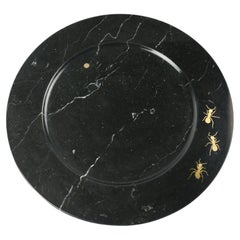 Set di 6 piatti da portata in Marquinia nera con intarsi in ottone di Pieruga Marble