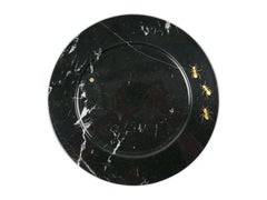 Set di 6 piatti da portata in Marquinia nera con intarsi in ottone di Pieruga Marble