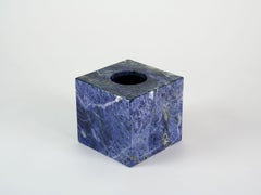 Blue Sodalite Cube Tissue Box Holder Polished Italian Luxury Bathroom Accessory