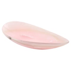 Pink Onyx Decorative Bowl Hand-Carved Solid Stone Italian Sculptural Object