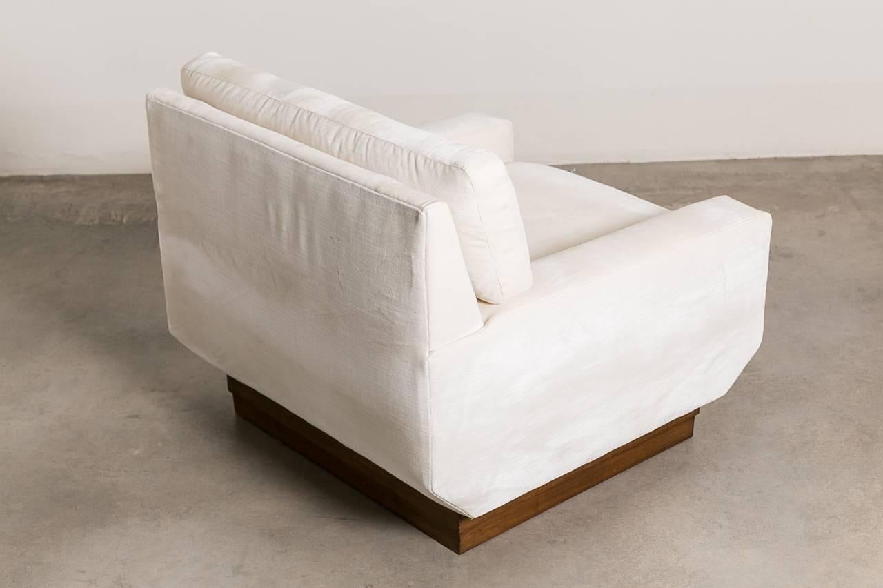 This custom designed sofa is so elegant. Custom Designed by Pierre Balmain, circa 1975, France. It comprises of a generous Three-seat and four arcmhairs. Newly upholstered and refurbished in off-white velour which contrast beautifully against the