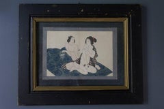 Original and Framed Shunga Print by Kitagawa Utamaro