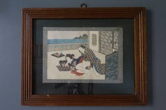 Original and Framed Shunga Print by Kitagawa Utamaro