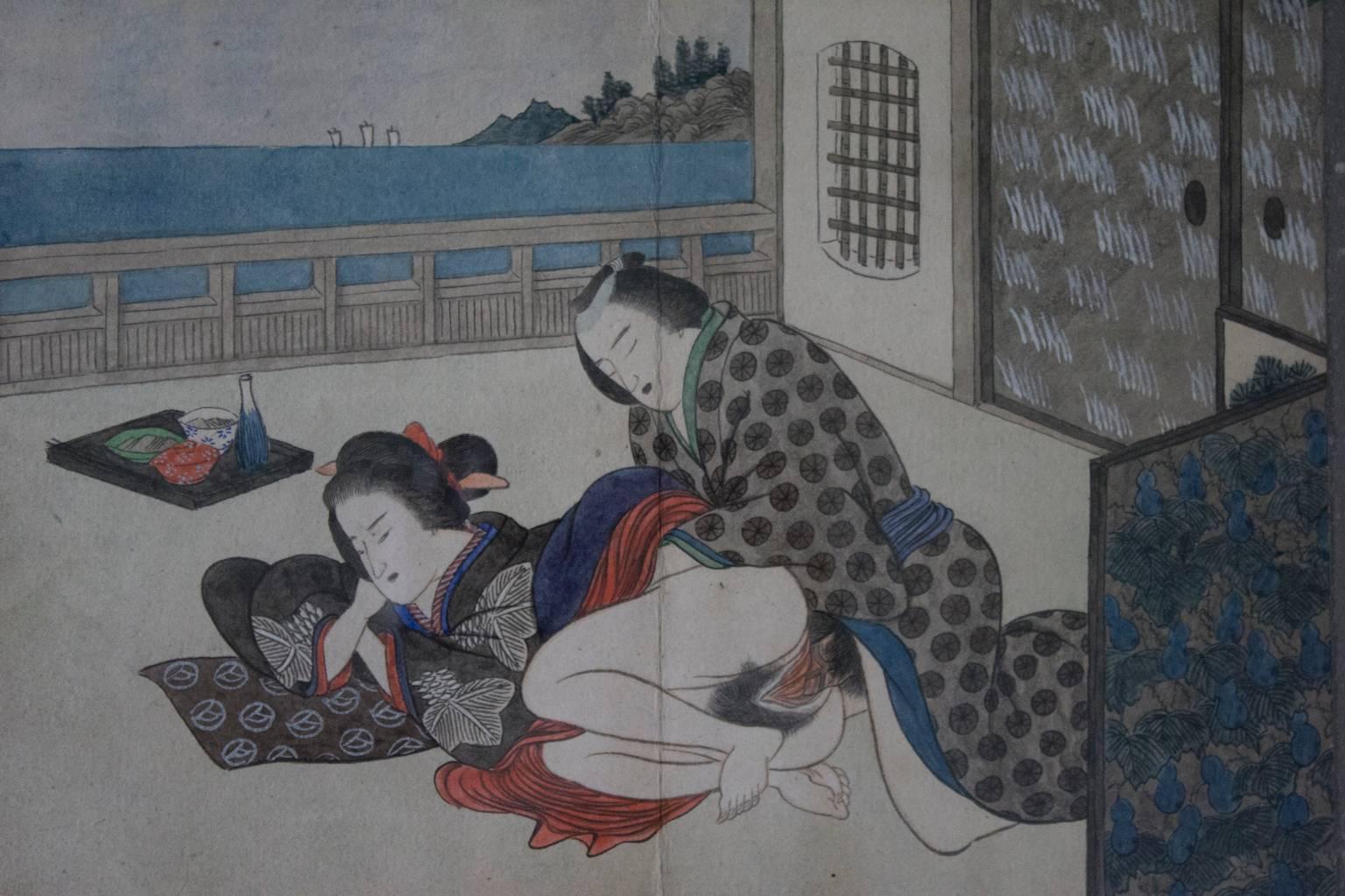 Original and Framed Set of Ten Shunga Prints (Japanisch)